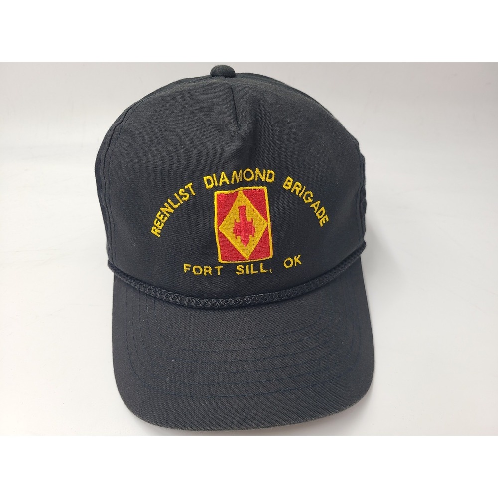 Vintage Reenlist‎ Diamond Brigade Fort Sill Oklahoma Rope Snapback Hat Cap Black